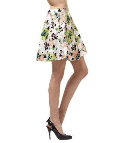 Abstract Floral A-Line Skirt (198106710039)