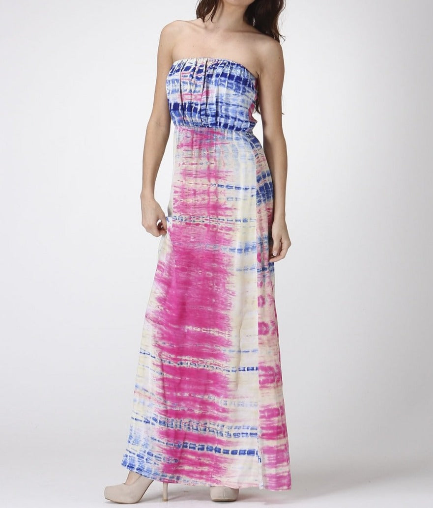 Pink Tye-Dye Maxi Dress (6596582146091)