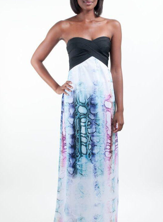 WOW Couture Feather Print Maxi Dress (6590895521835)
