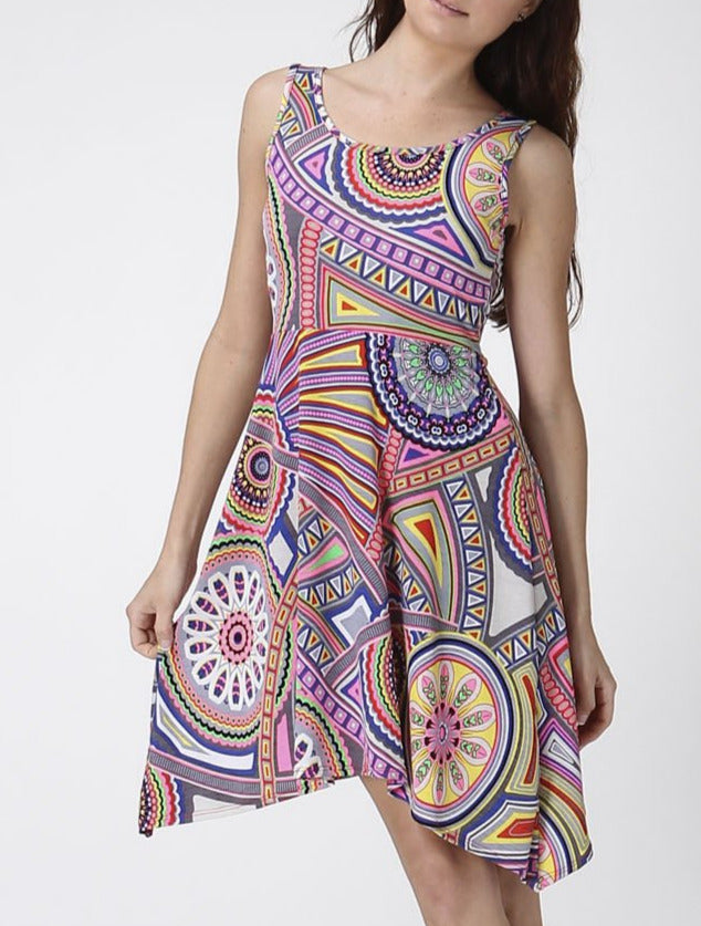 Kaleidoscope Print Fit and Flare Dress (6593355251755)