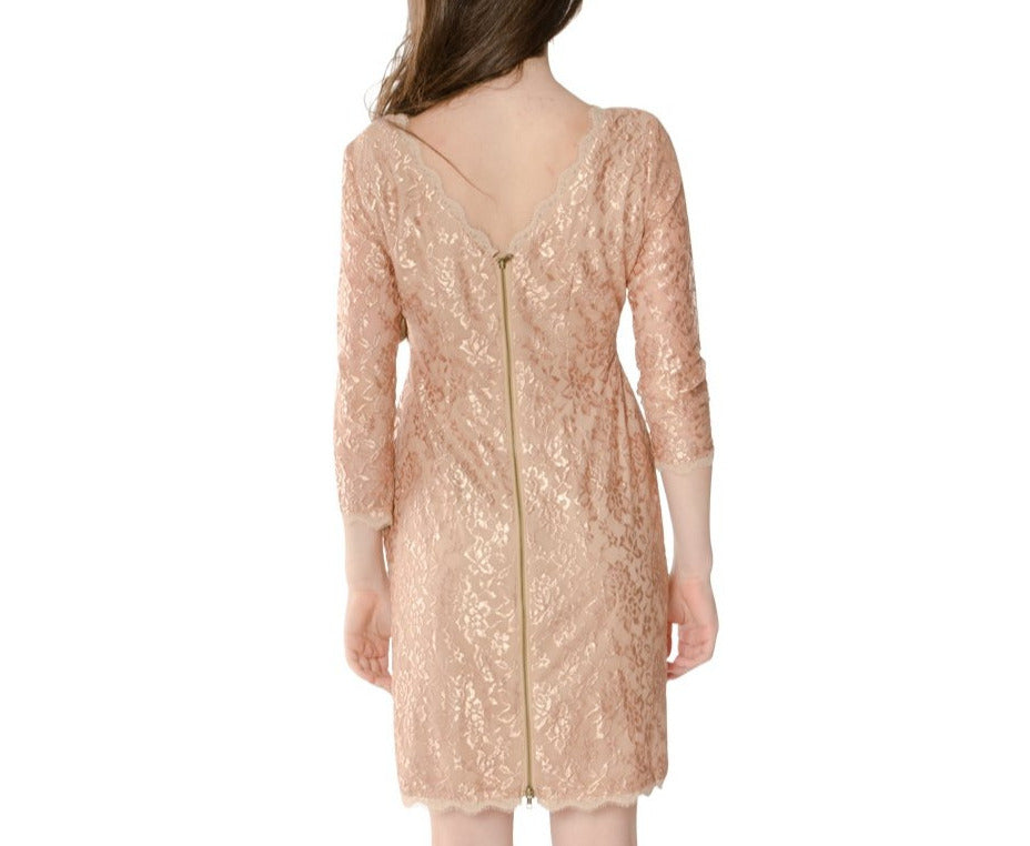 Golden Dream V-Back Lace Sheath Dress (6594070085675)