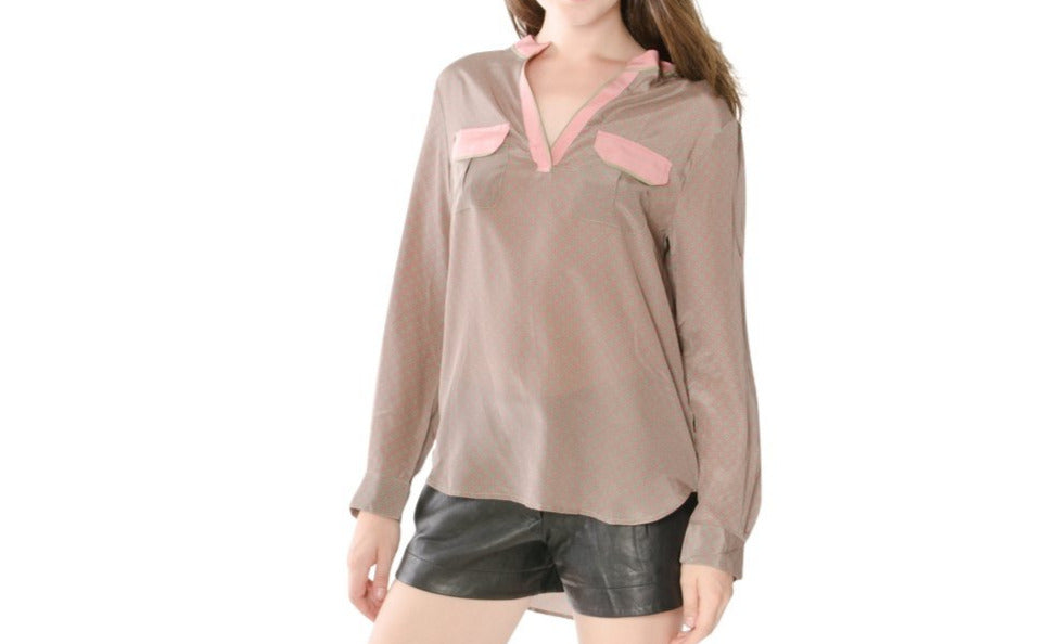 Mina Hi-Low Hem Silk Shirt (6595595436075)
