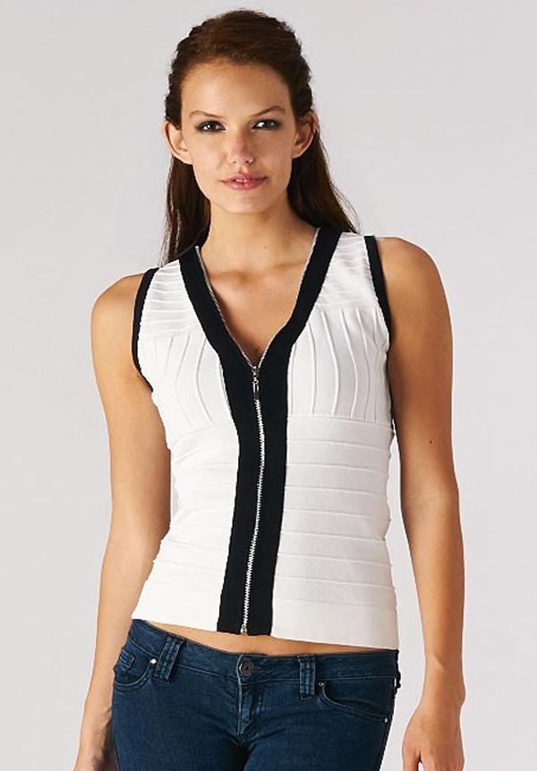 Colorblock Bandage Vest With Front Zipper (198088065047)