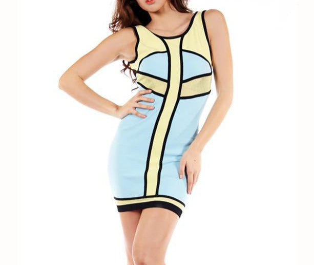 Pastel Colorblock Outlined Tank Dress (6586603929643)