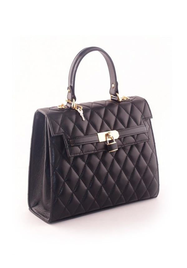 Black Quilted Fold-Over Bag (198117851159)
