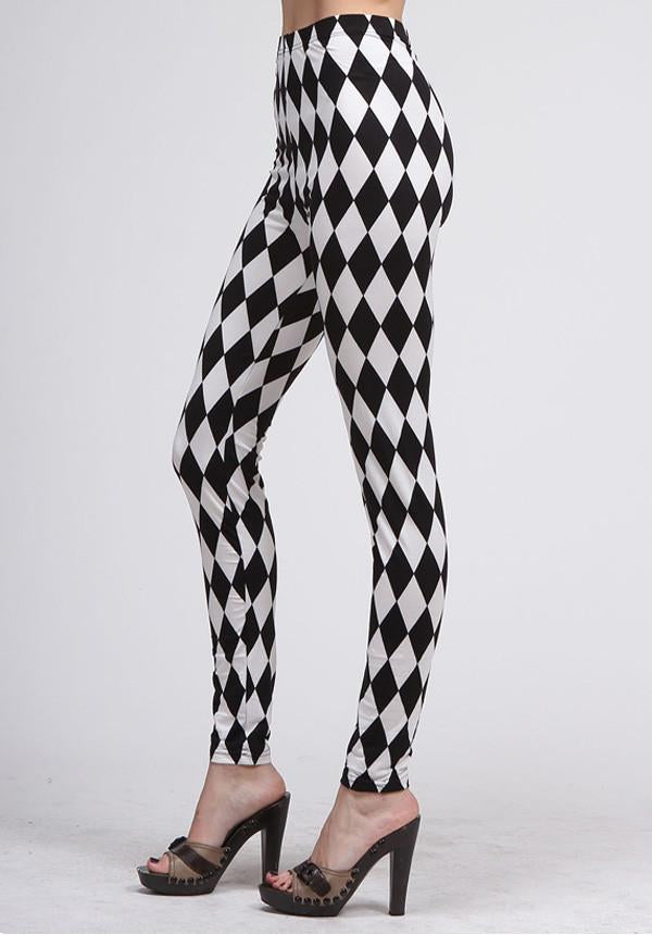 Outta Town Black And White Checkered Leggings (198098190359)