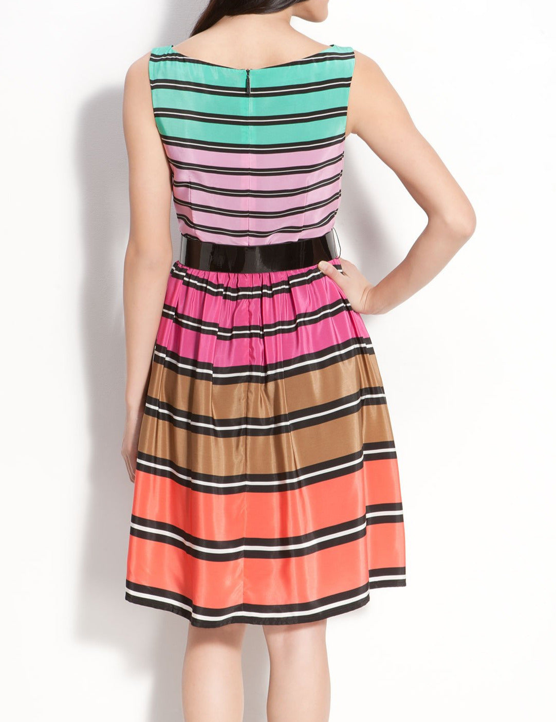 Rainbow Play Belted Striped Dress (6592596213803)