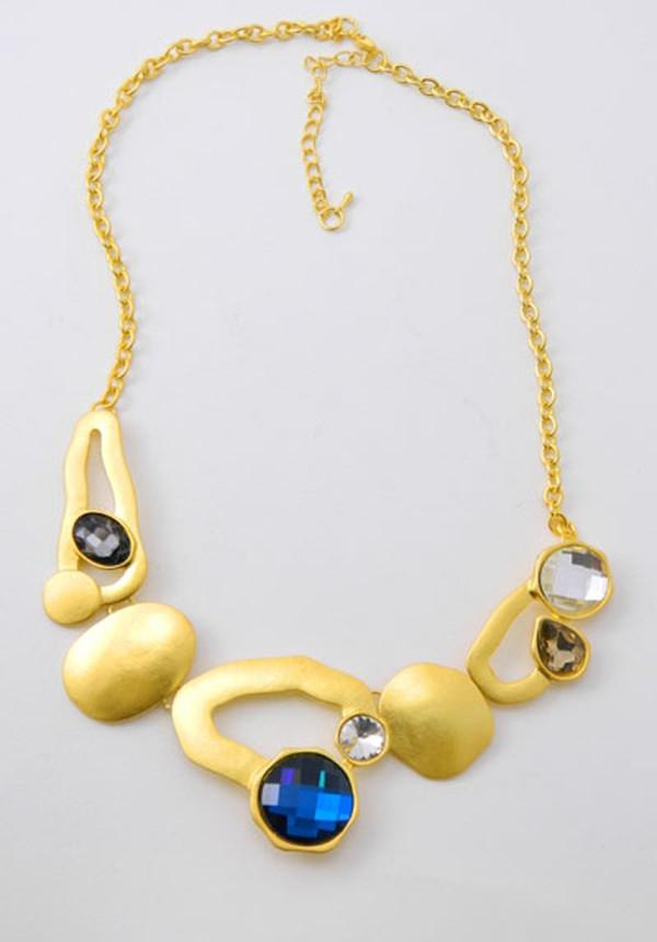 Gold Abstract Circles Statement Necklace (198097960983)