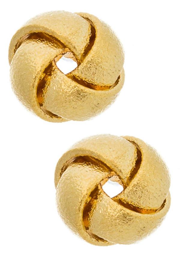 Matte Gold Tone Knot Earrings (198116704279)