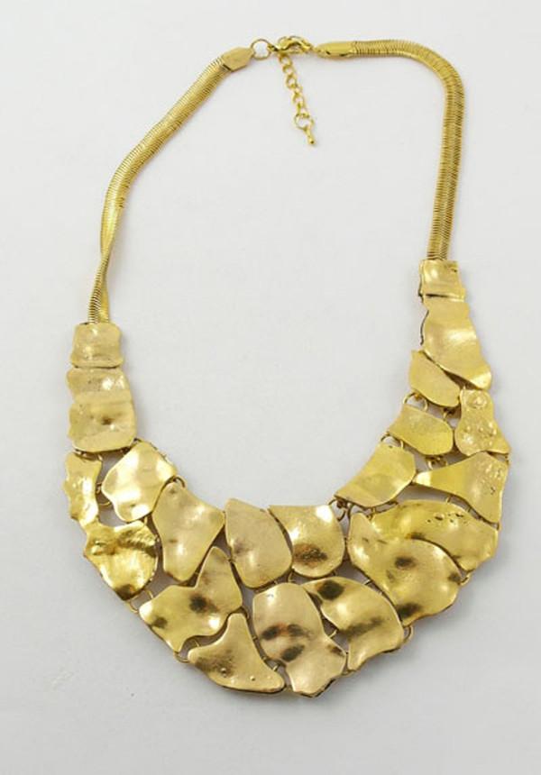 Gold Cobblestone Bib Necklace (198097731607)