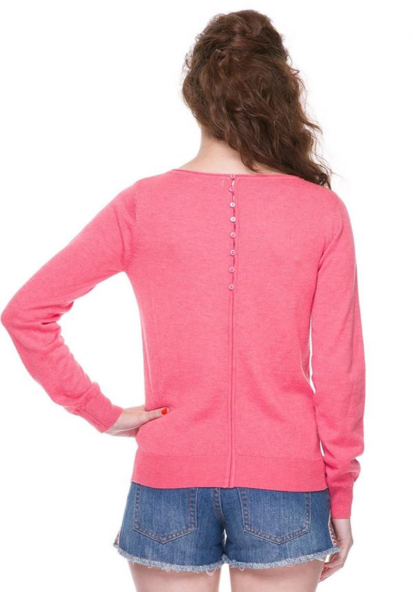 Yummy Pink Sweater With Button Back (198090817559)